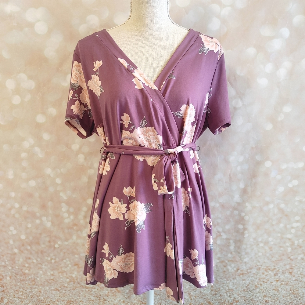 Lilac Floral Torrid Wrap Shirt NWOT